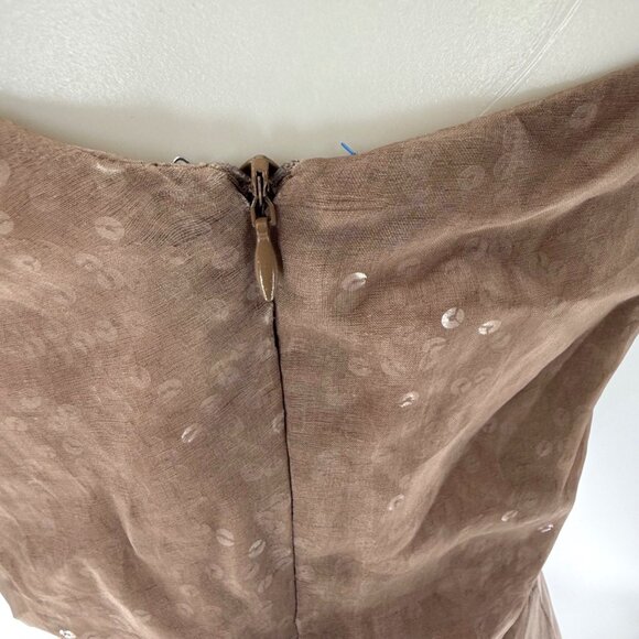 Sheri Bodell Womens M Brown Silk Bow Sequin Halter Dress, M - Picture 5 of 11